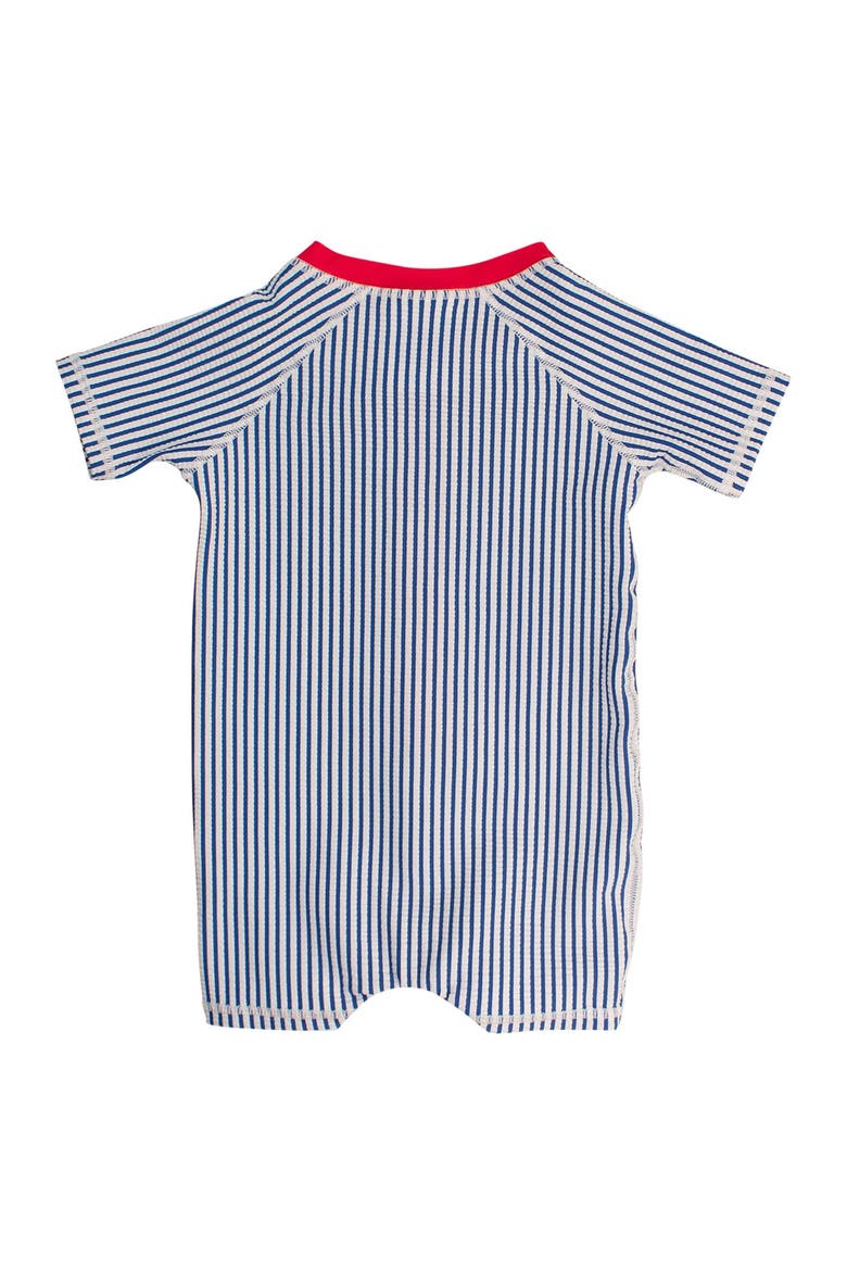 Baby Boys UPF50+ Seersucker Short Sleeve One Piece Rash Guard, Alternate, color, Blue Seersucker