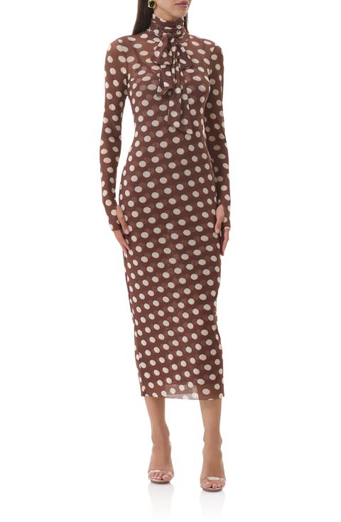 Bryony Long Sleeve Polka Dot Mesh Dress