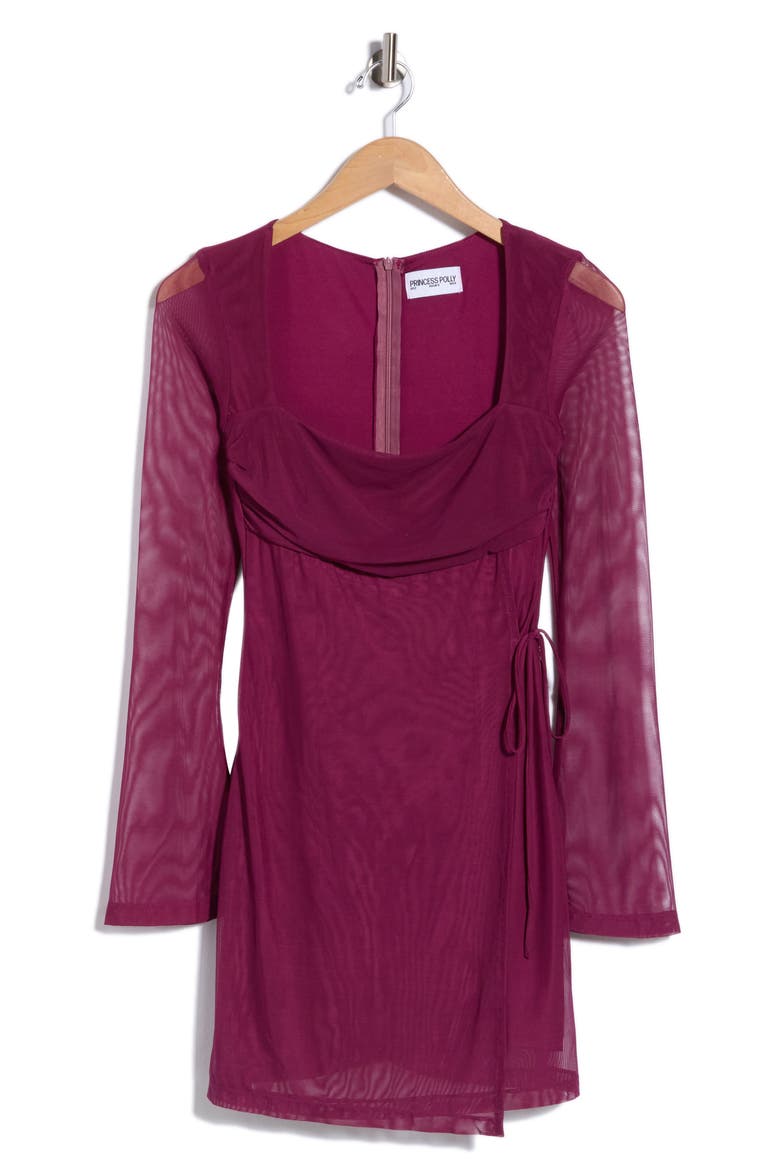 Martinez Mesh Long Sleeve Minidress, Main, color, PURPLE