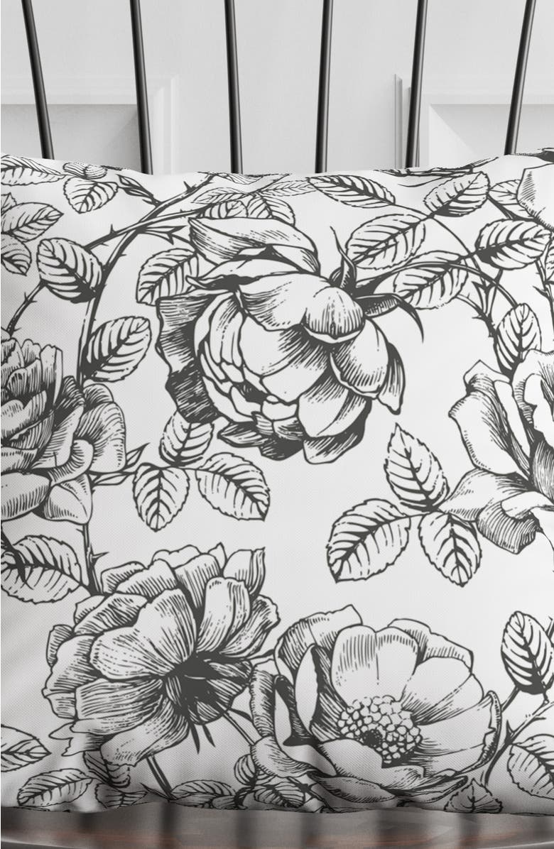 Winterborne Decor Black and White Floral Pillow in Emmaline, Alternate, color, Black