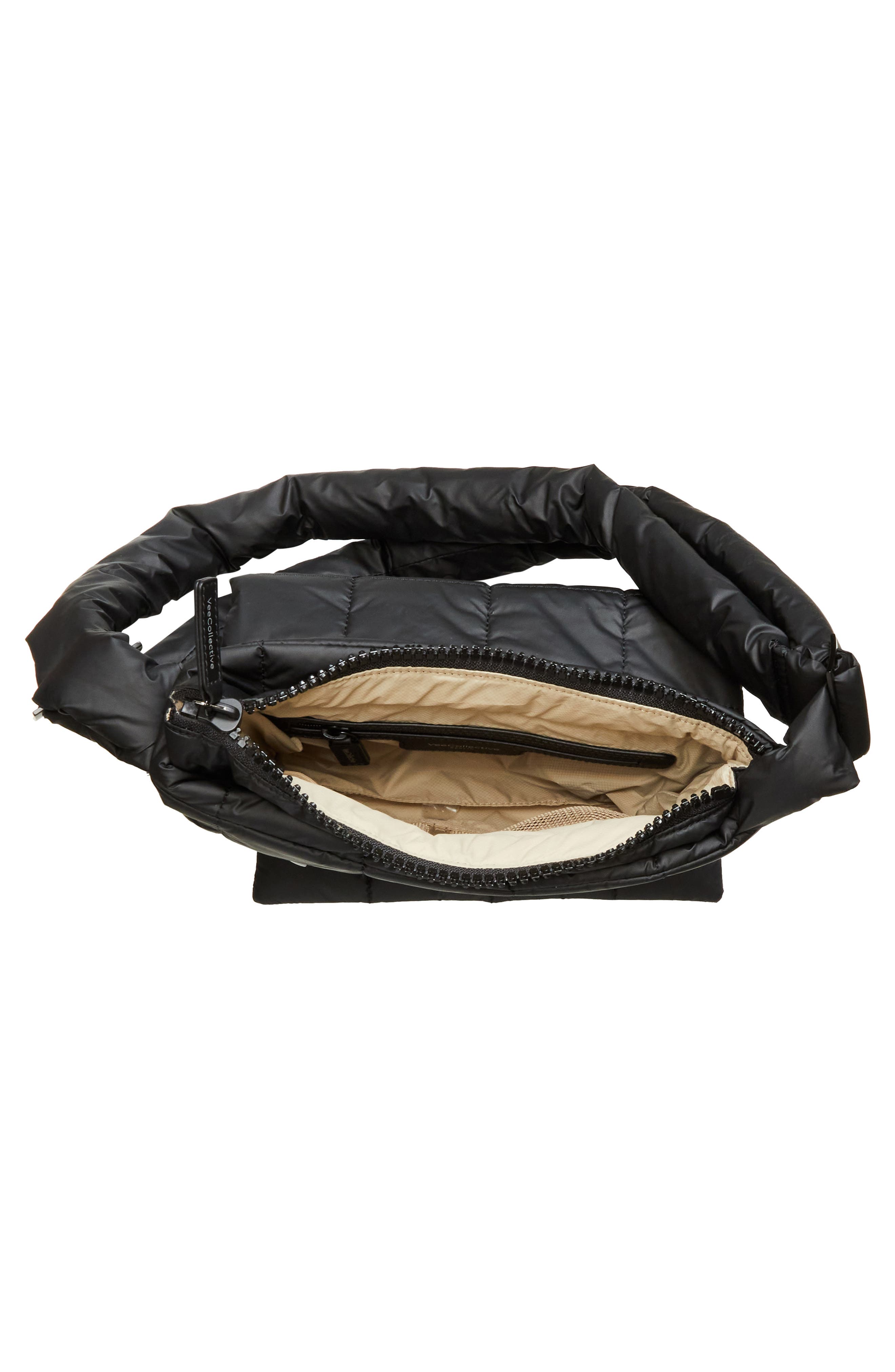 VeeCollective Porter Water Repellent Quilted Messenger Crossbody Bag, Alternate, color, Matt Black