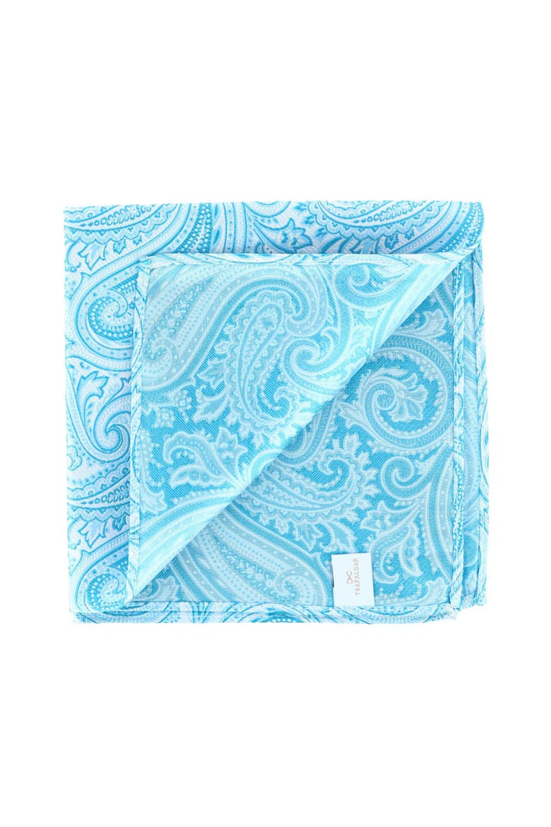 Sobee Paisley Silk Pocket Square, Alternate, color, Blue