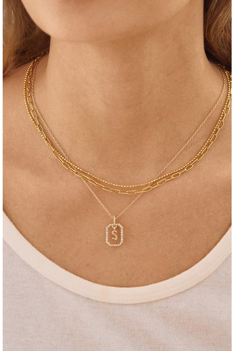 Alicia Intial Pendant Necklace, Alternate, color, CLEAR - O