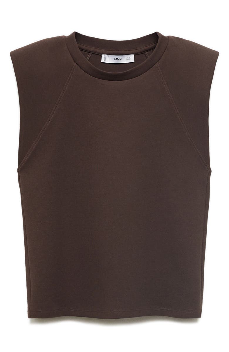 MANGO Padded Shoulder T-Shirt, Alternate, color, Chocolate