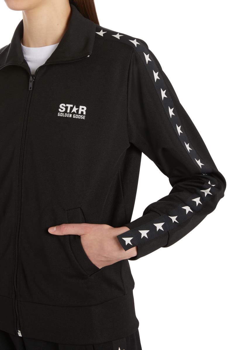 Golden Goose Star Logo Track Jacket, Alternate, color, Black/White