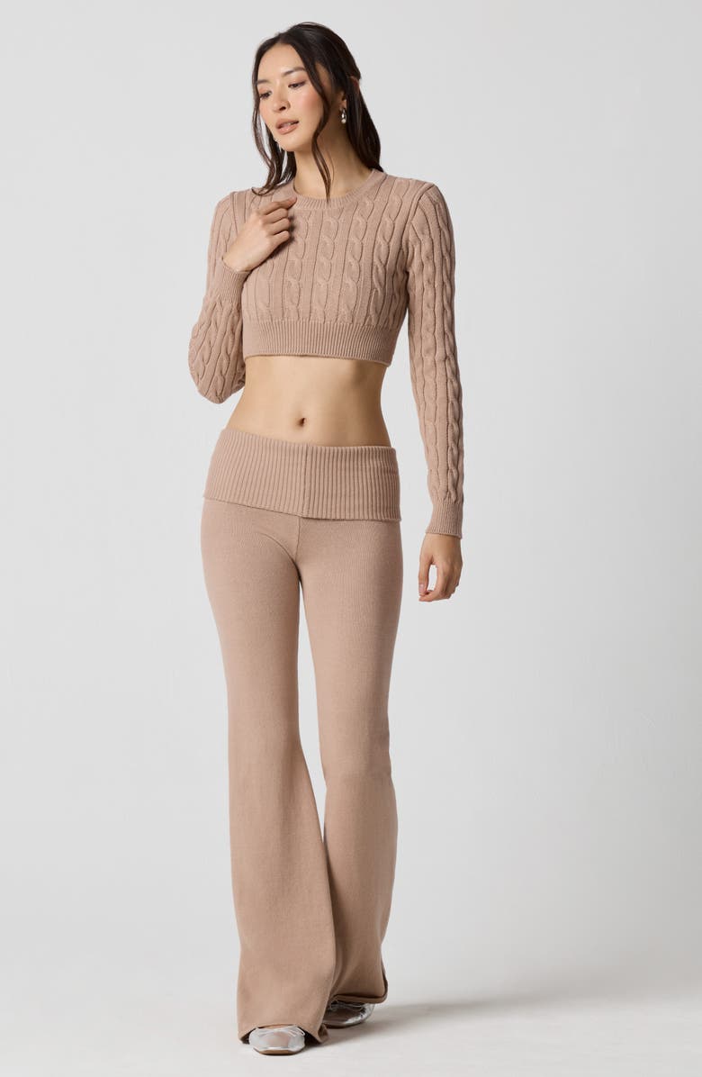 Florence by Mills Barre Foldover Wide Leg Pants, Alternate, color, Warm Taupe