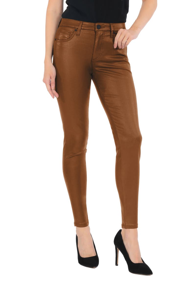 Donna Coated High Waist Ankle Skinny Jeans, Main, color, COGNAC