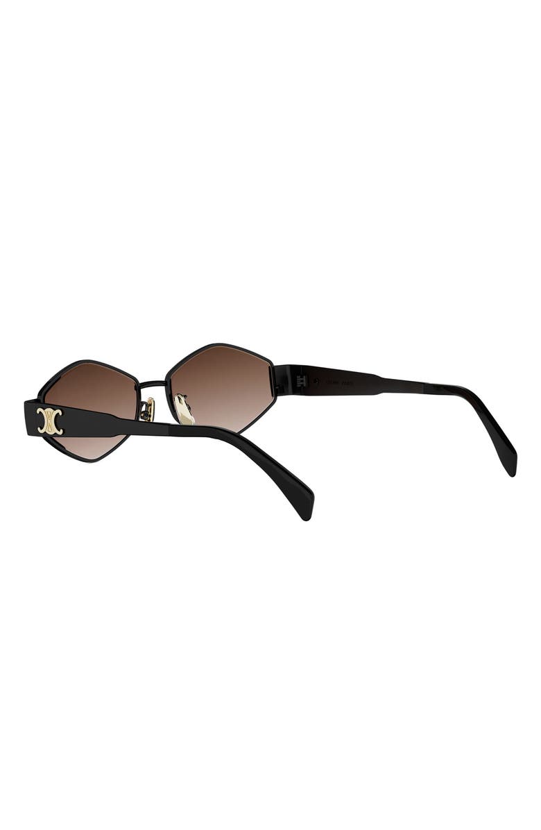 CELINE Triomphe 54mm Geometric Sunglasses, Alternate, color, Shiny Black / Gradient Brown