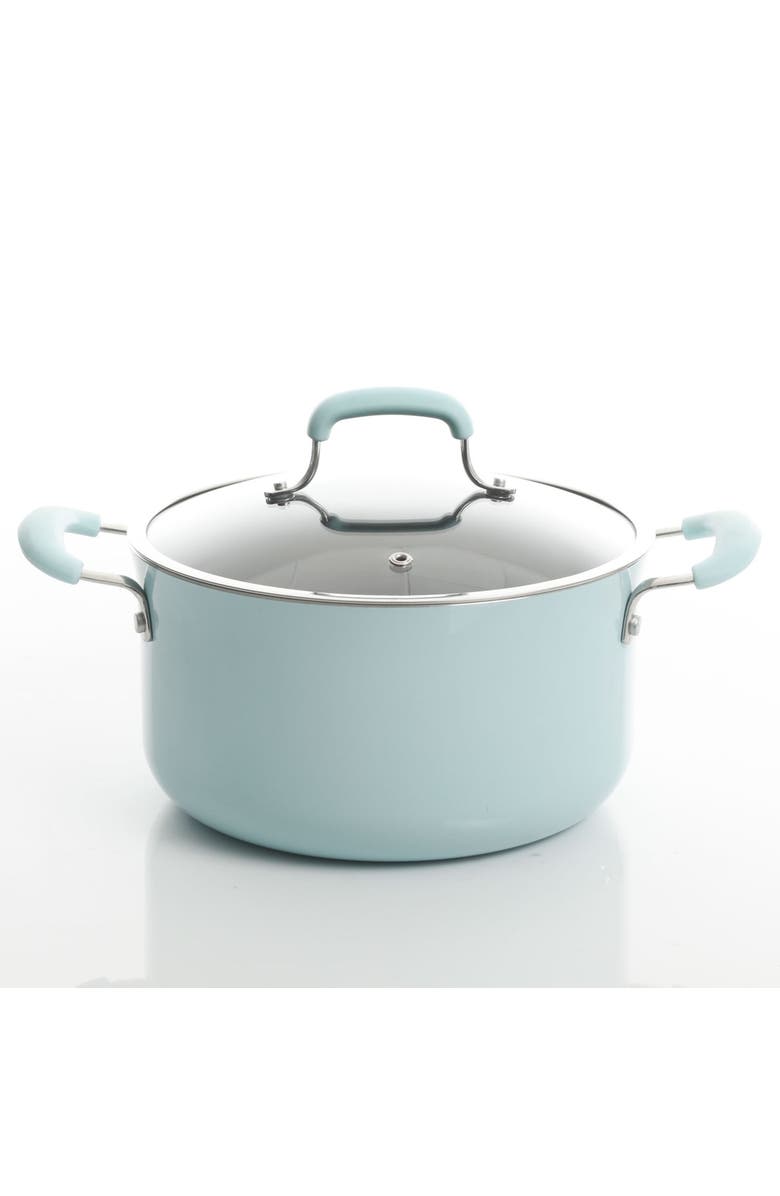 Kenmore Elite Andover 10 Piece Nonstick Aluminum Cookware Set, Alternate, color, Glacier Blue