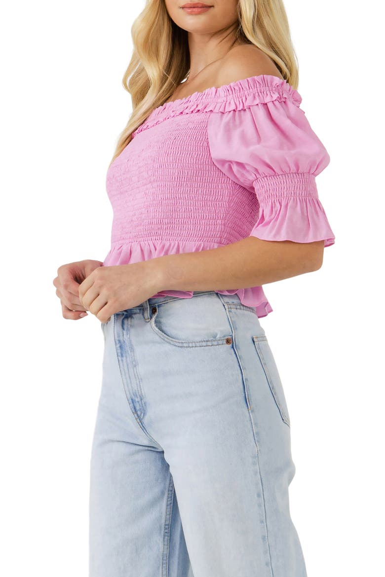 Off the Shoulder Smocked Top, Alternate, color, PINK