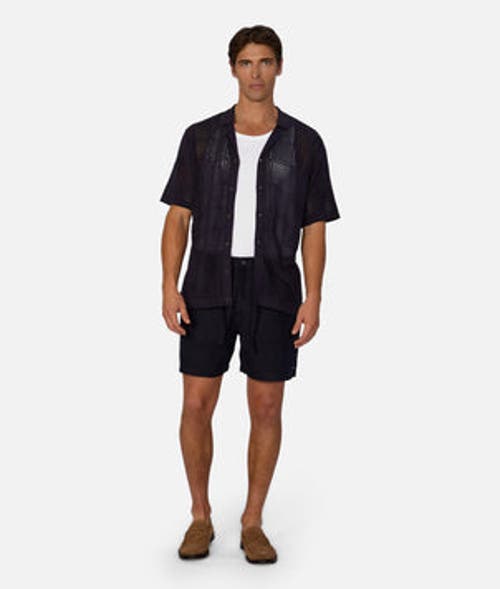 Industrie Australia The Castel Short Sleeve Shirt In Mid Navy
