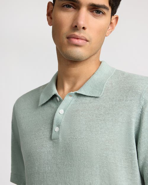 Onia Linen Sweater Polo In Green