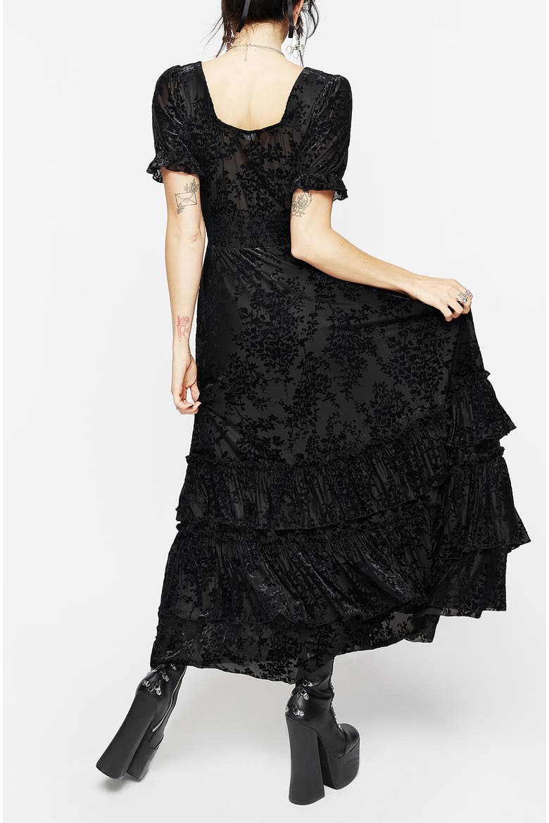 Lilias Devoré Tiered Maxi Dress, Alternate, color, Black