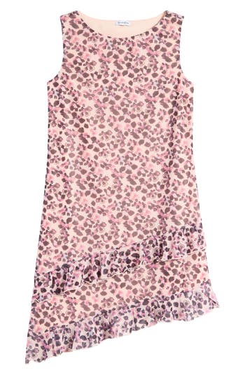 Love, Fire Kids' Ruffle Asymmetric Hem Dress In Pink