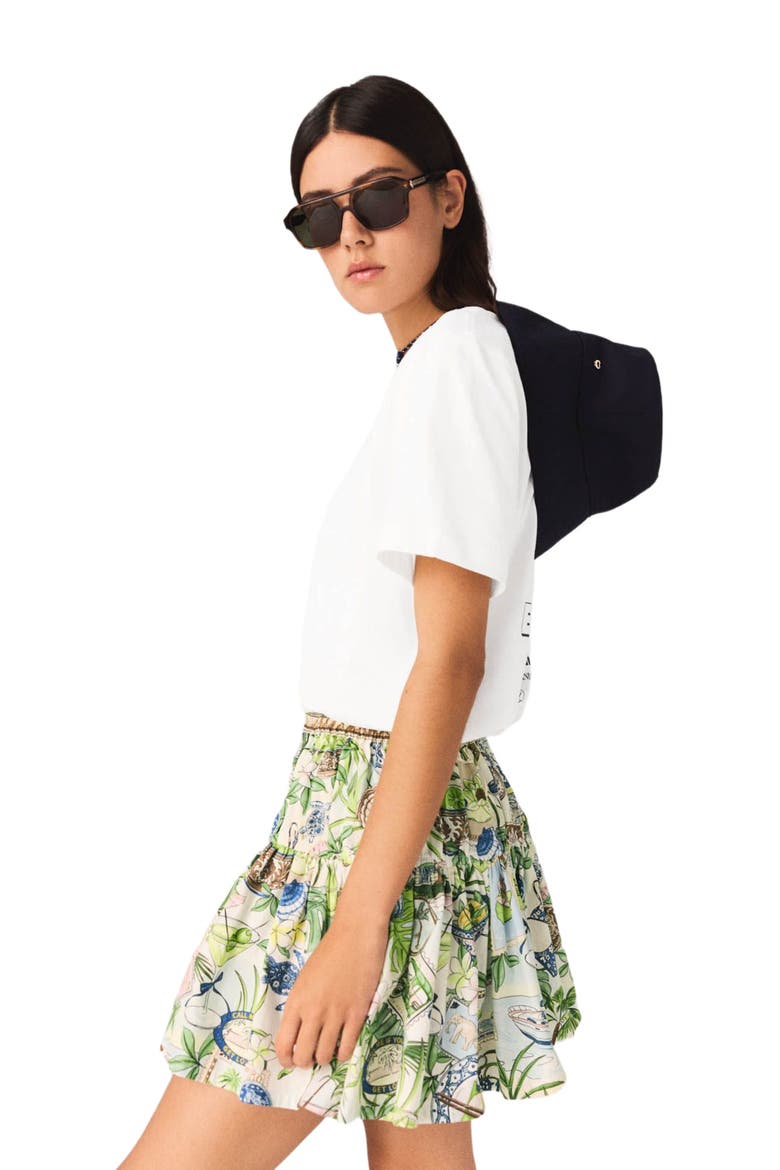Printed ruffled skirt, Alternate, color, Postcard print