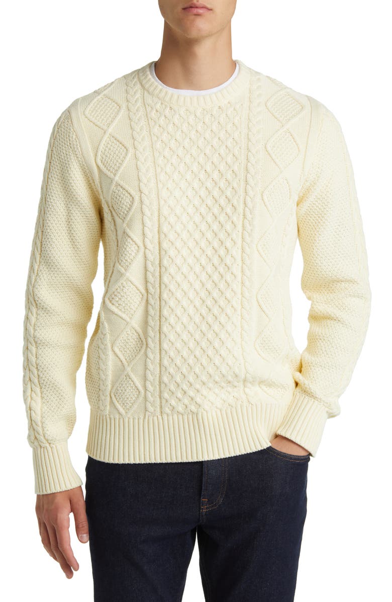 Schott NYC Cable Stitch Crewneck Sweater, Main, color,