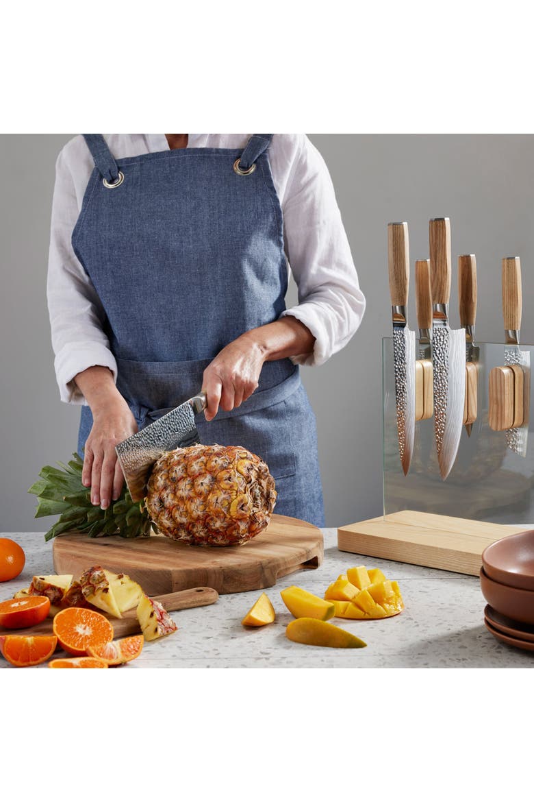 Damashiro EMPEROR® Hikari Ash 7-Piece knife block, Alternate, color, Silver