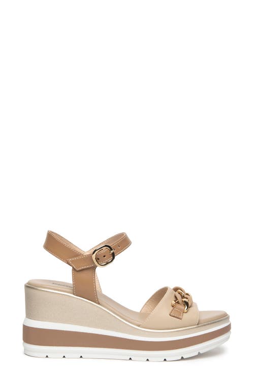 Nerogiardini Chain Ankle Strap Platform Wedge Sandal In Brown