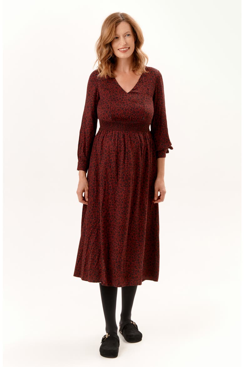 Leila Maternity & Nursing Dress, Alternate, color, BURGUNDY FLORAL