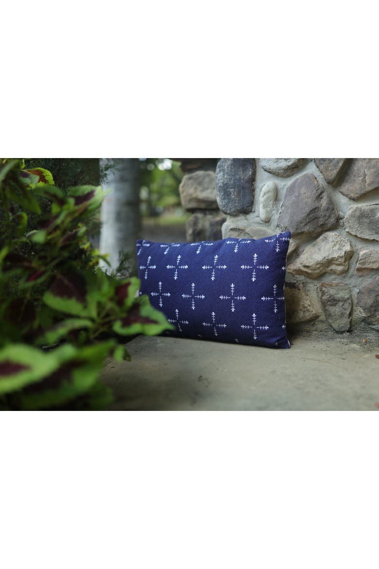 Lana Embroidered Outdoor Navy Mini Accent Pillow 14" x 22", Alternate, color, Blue