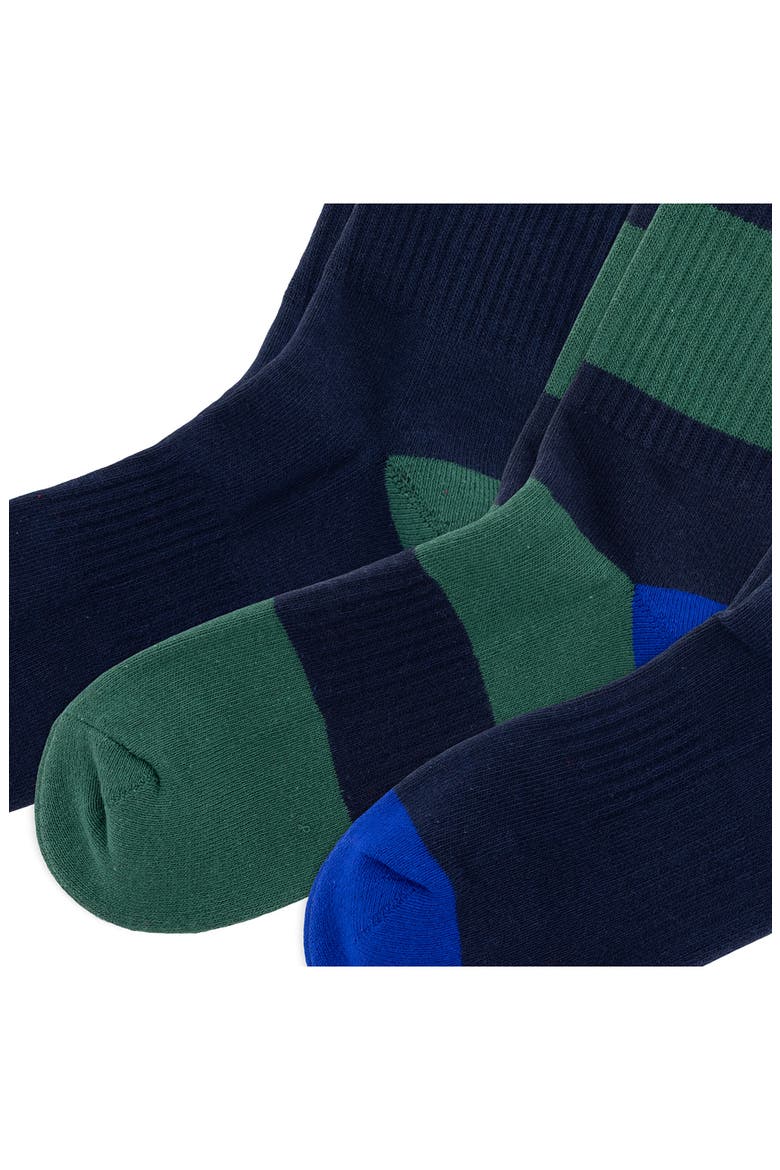 Assorted 3-Pack Polo Society Bear Crew Socks, Alternate, color, NAVY