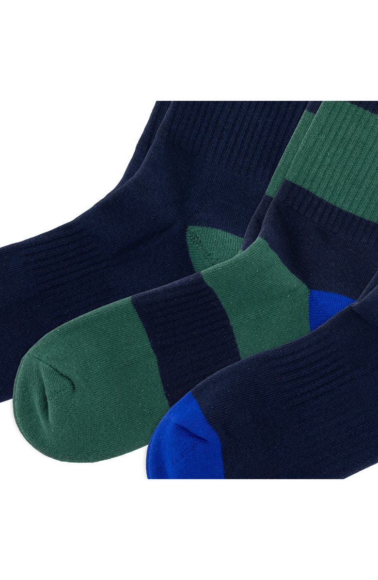Polo Ralph Lauren Assorted 3-Pack Polo Society Bear Crew Socks, Alternate, color, Navy