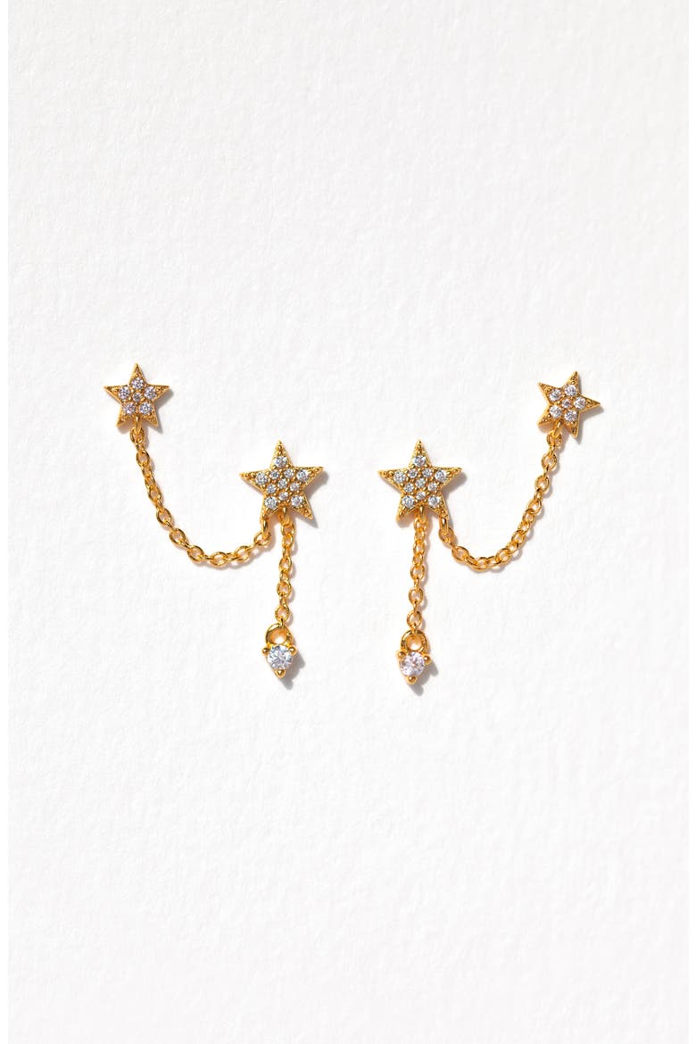 Stellar Connection Double Piercing Drop Earrings, Alternate, color, GOLD