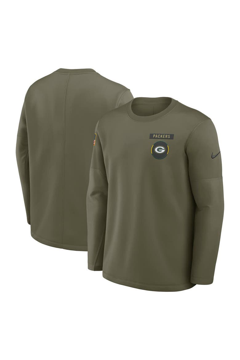 Men's Nike Olive Green Bay Packers 2025 Salute to Service Sideline Coaches Therma-FIT Long Sleeve Shirt, Main, color, Olive