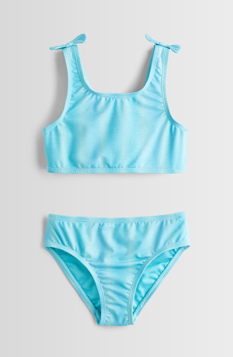 Tucker + Tate Kids' Bow Two-Piece Swimsuit, Main, color, Turquoise Cool Lurex Stripe