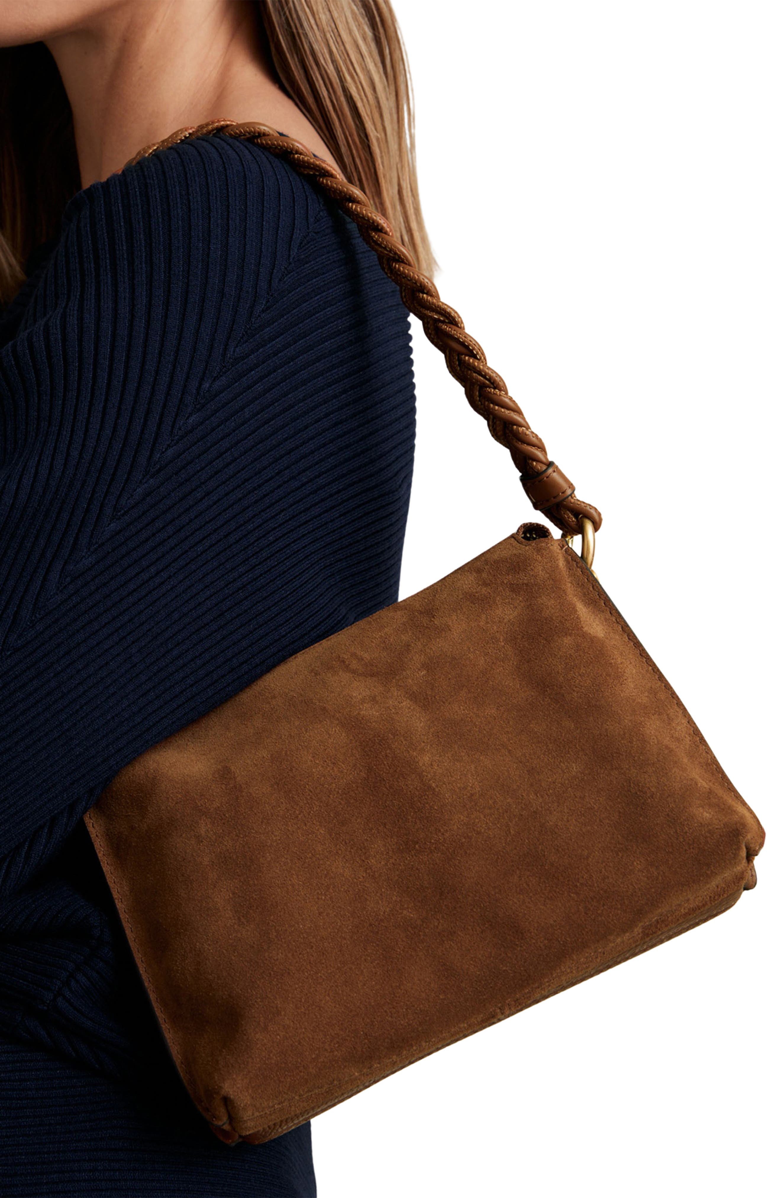 Reiss Paige Suede Crossbody Bag, Alternate, color, 