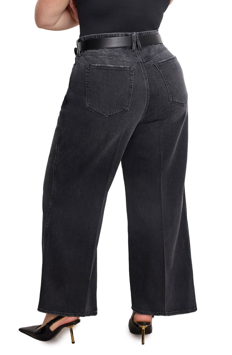 Good American Good Skate Wide Leg Jeans, Alternate, color, Black400