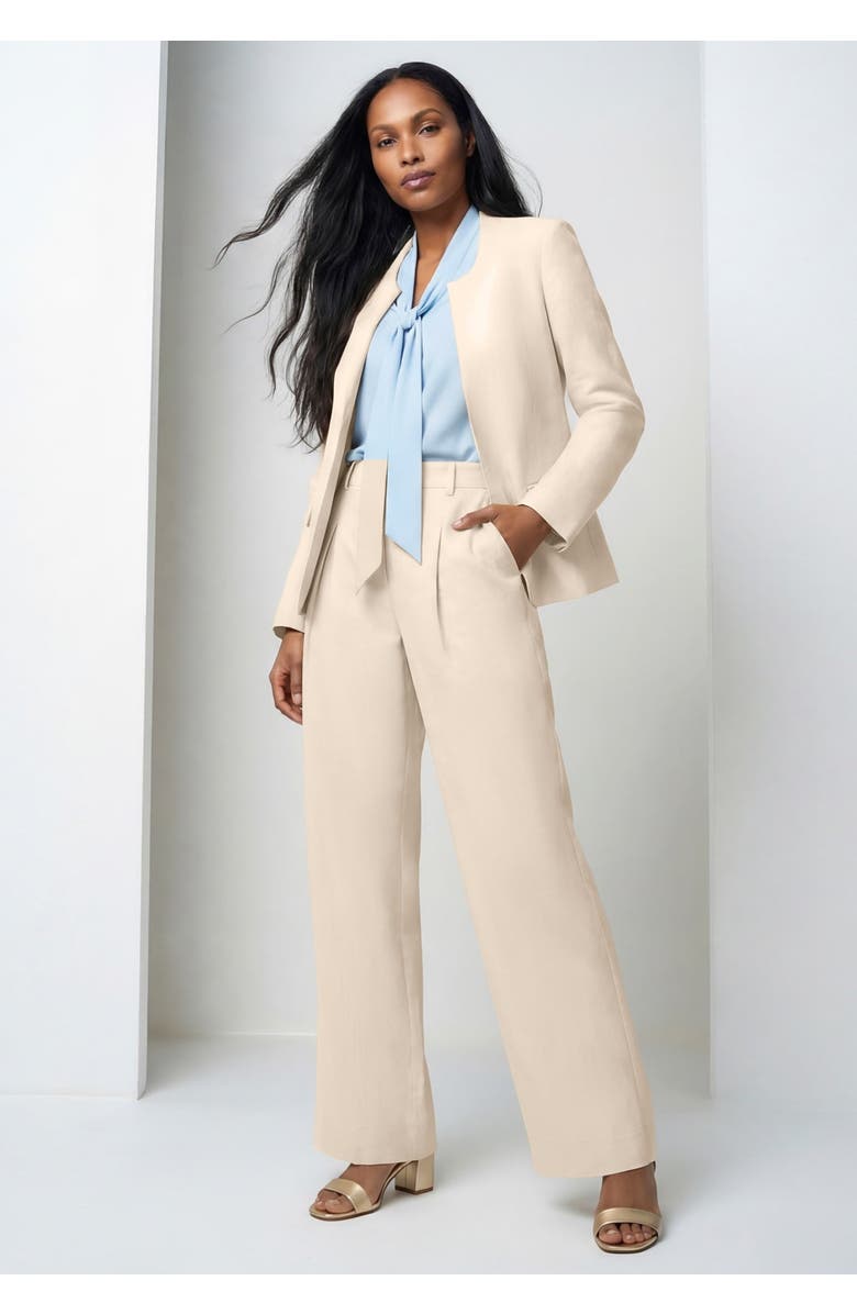 Jessica London Linen Wide-Leg Trouser, Alternate, color, Oatmeal