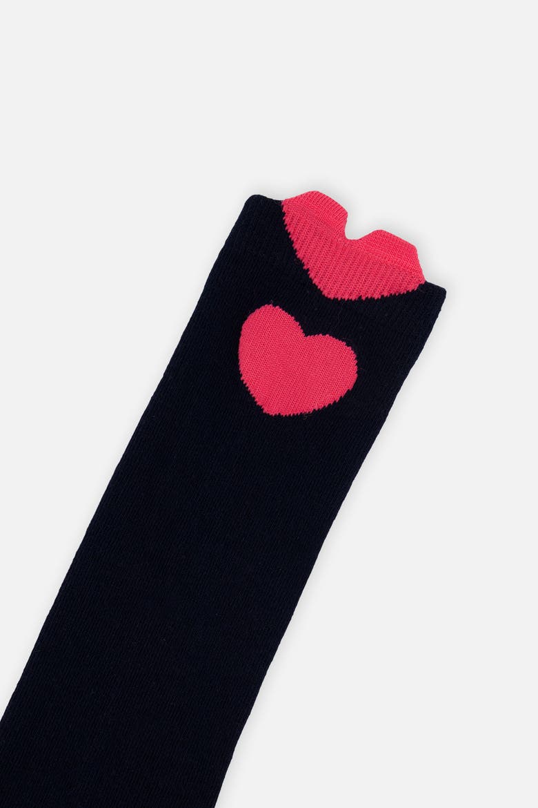 Three Pair Heart Ribbed Cuff Stretch Socks, Alternate, color, Dark Blue, Pink and Beige