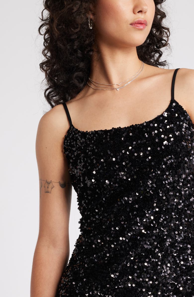BP. Night Out Sequin Camisole Dress, Alternate, color, Black Sequins