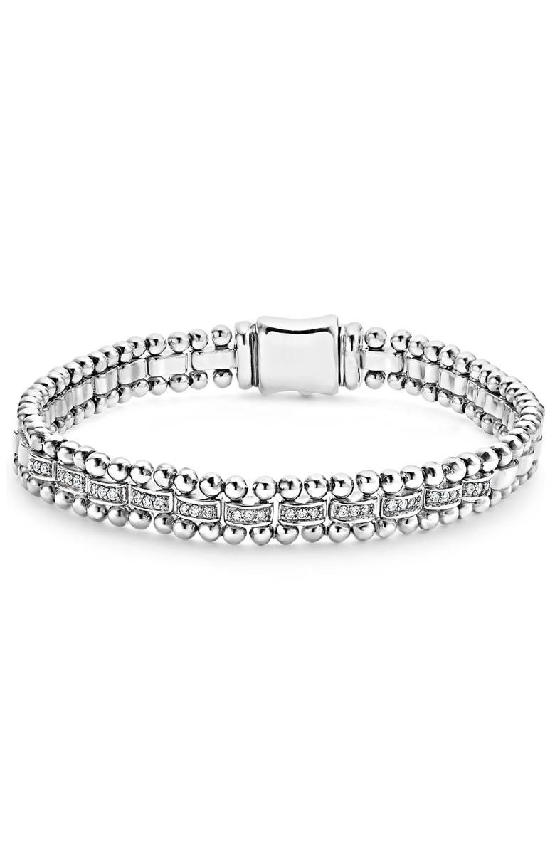 LAGOS Caviar Spark Diamond Link Bracelet, Main, color, Silver/ Diamond