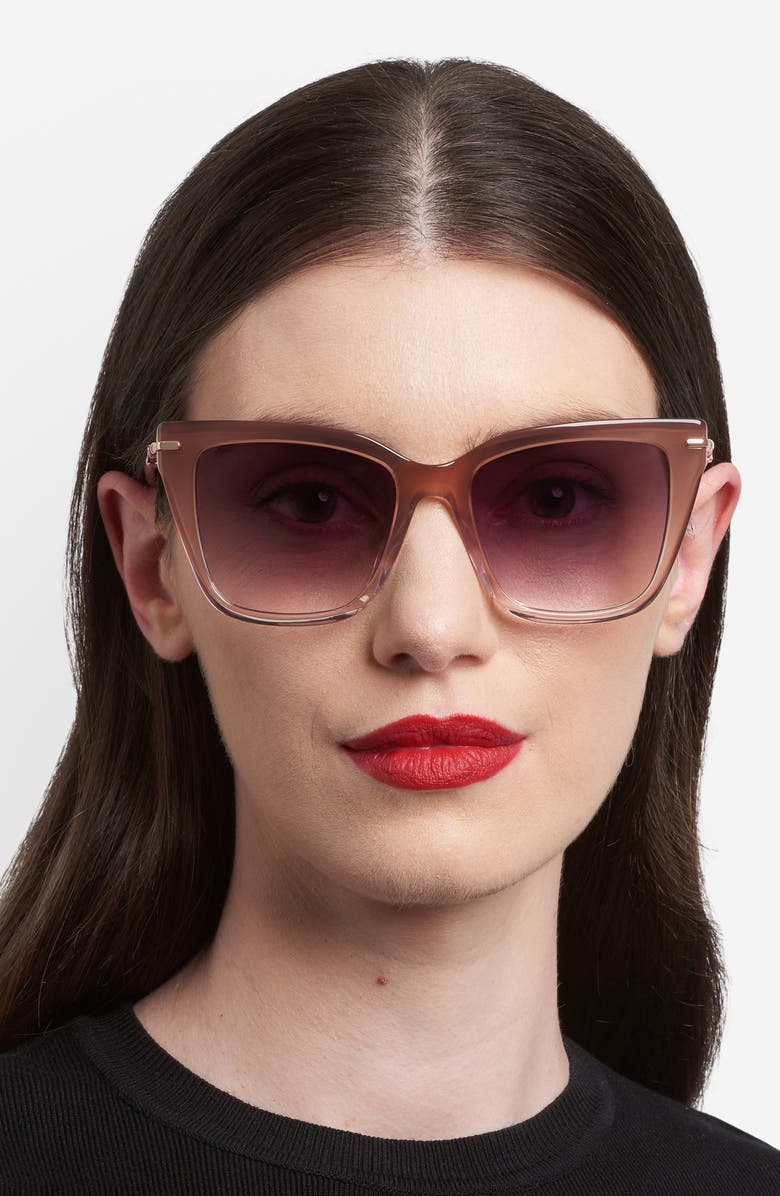 Carolina Herrera 54mm Gradient Cat Eye Sunglasses, Alternate, color, Beige/ Pink
