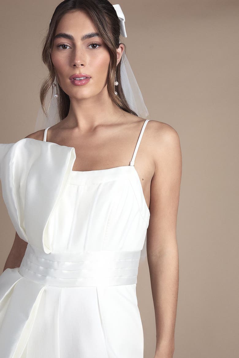 Strapless Bow Wide Leg Jumpsuit, Alternate, color, Ivory