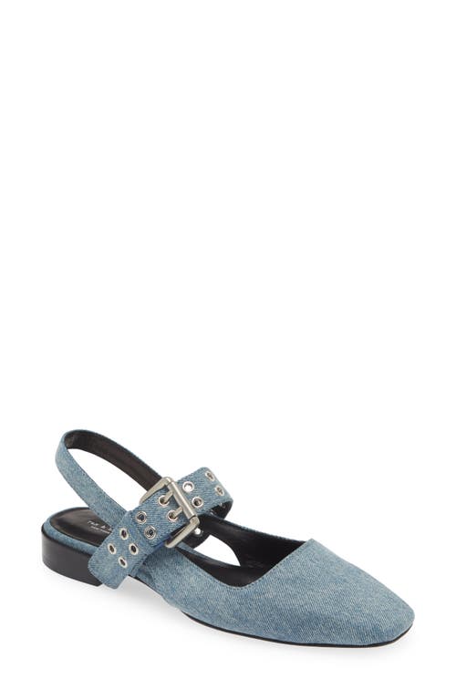 Rag & Bone Astra Denim Buckle Slingback Ballerina Flats In Denim