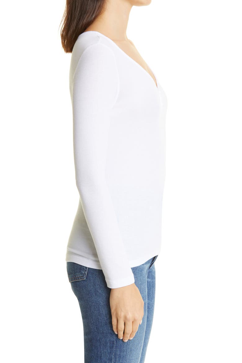 Anita V-Neck Long Sleeve Henley, Alternate, color, TRUE WHITE