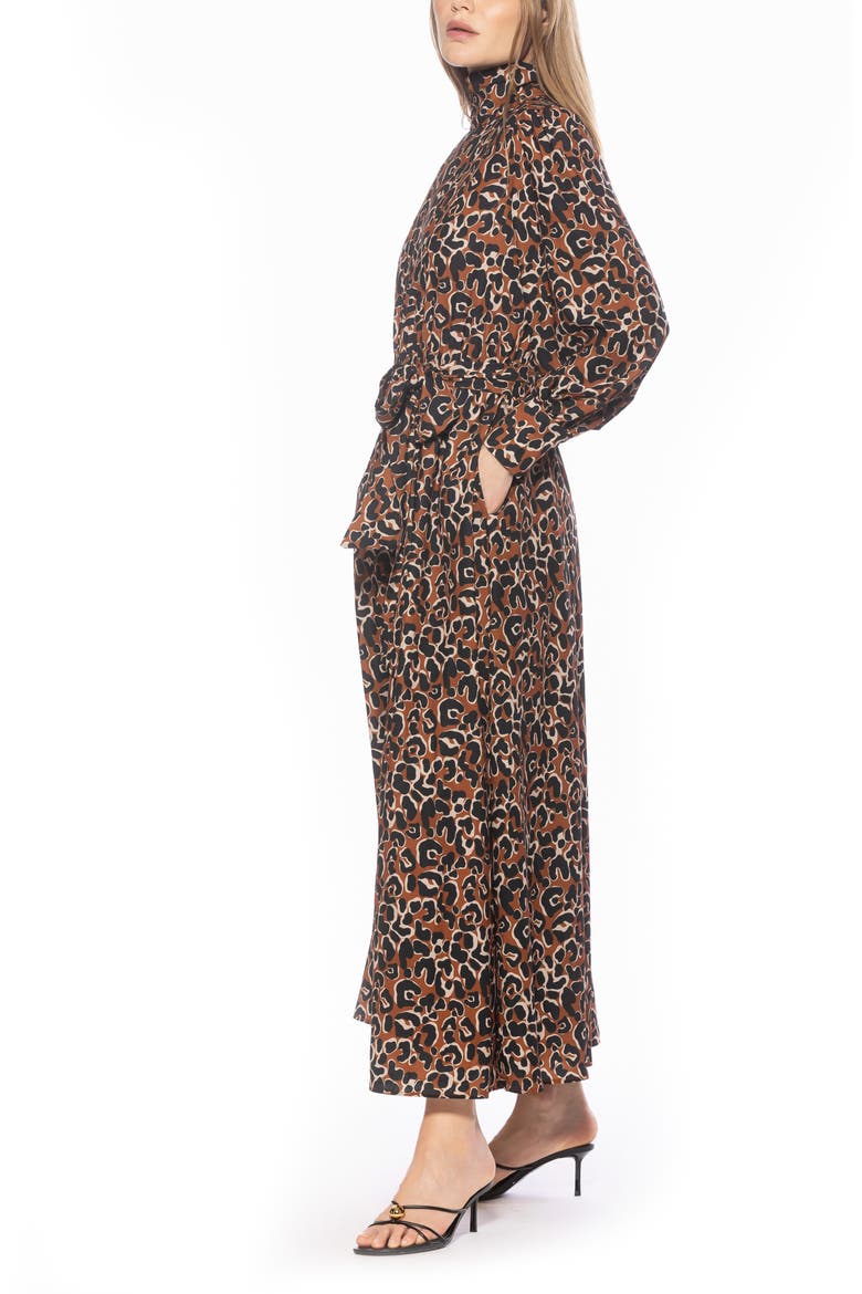 Saliah Mockneck Blouson Sleeve Dress, Alternate, color, LEOPARD MULTI