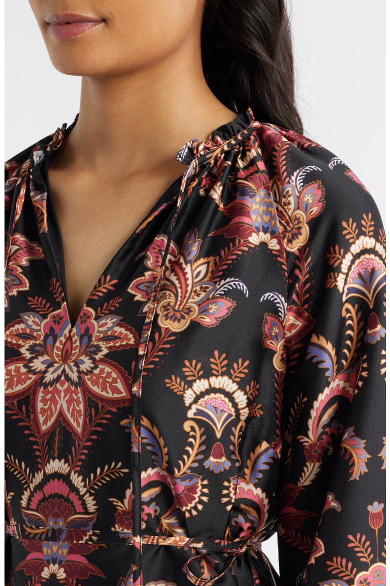 Floral Long Sleeve Fit & Flare Dress, Alternate, color, BLACK MULTI