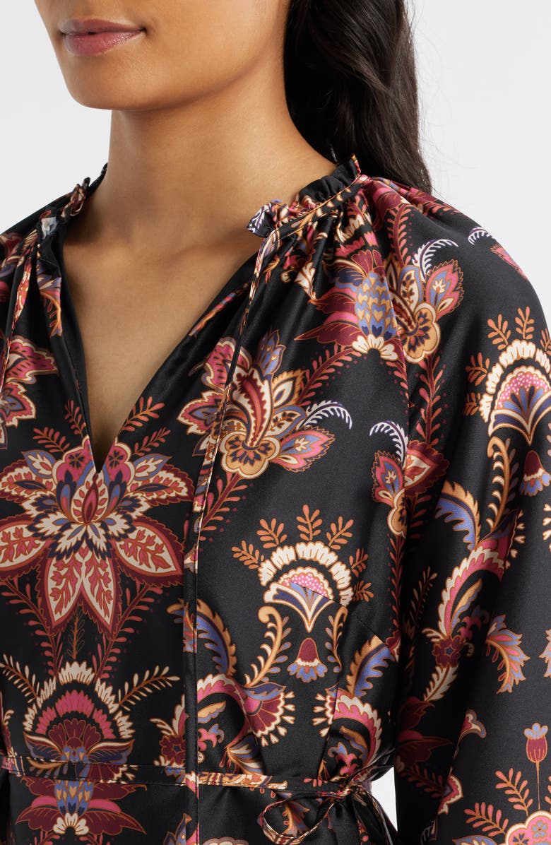 Vince Camuto Floral Long Sleeve Fit & Flare Dress, Alternate, color, Black Multi