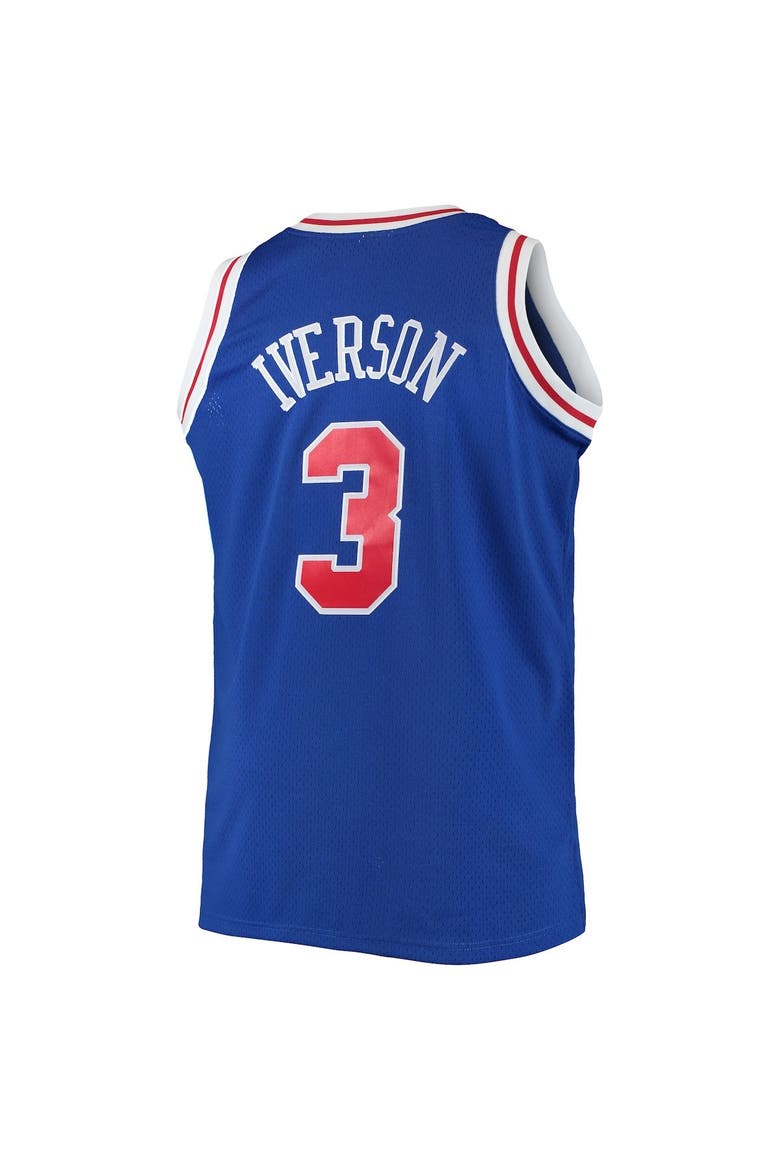 Men's Mitchell & Ness Allen Iverson Royal Philadelphia 76ers 1996/97 Big & Tall Hardwood Classics Swingman Jersey, Alternate, color, Royal