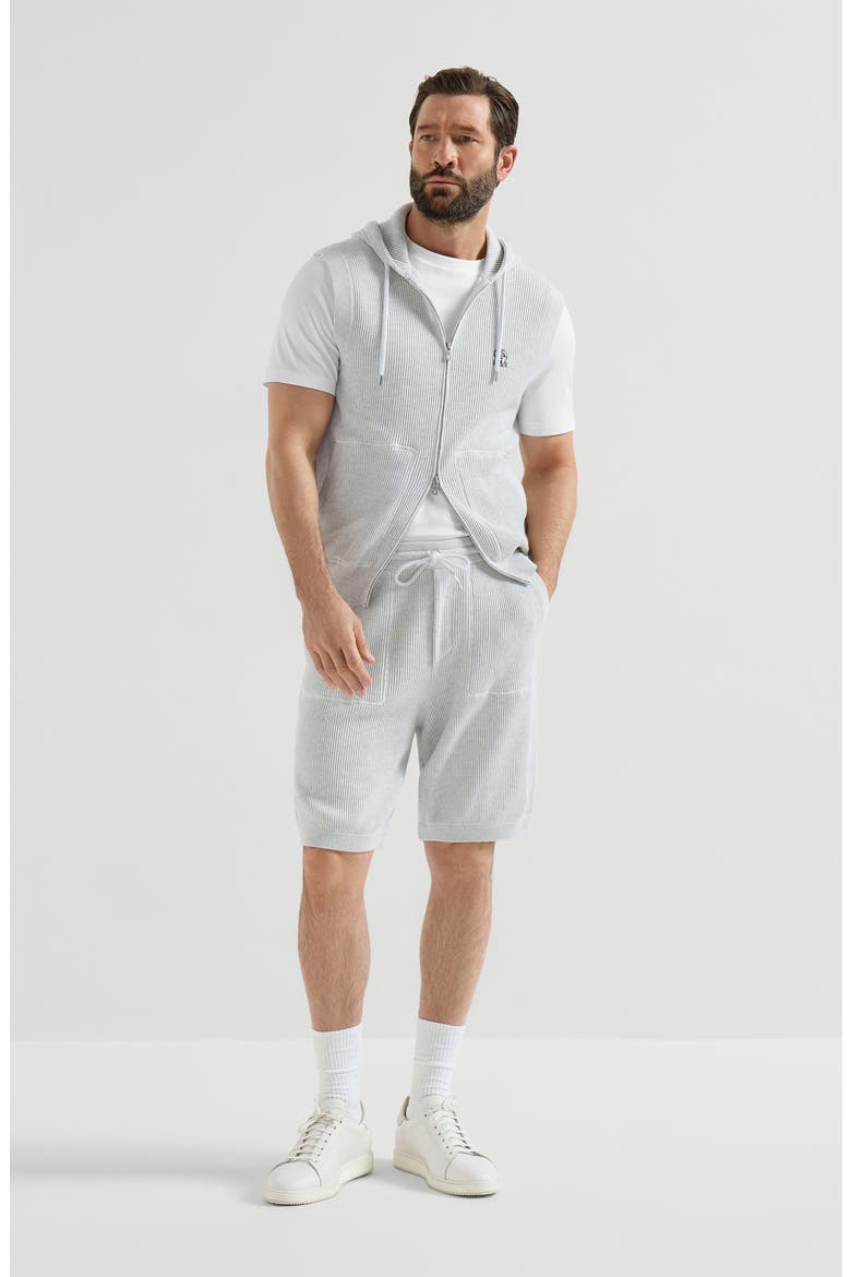 Cotton English rib knit Bermuda shorts, Alternate, color, Fog