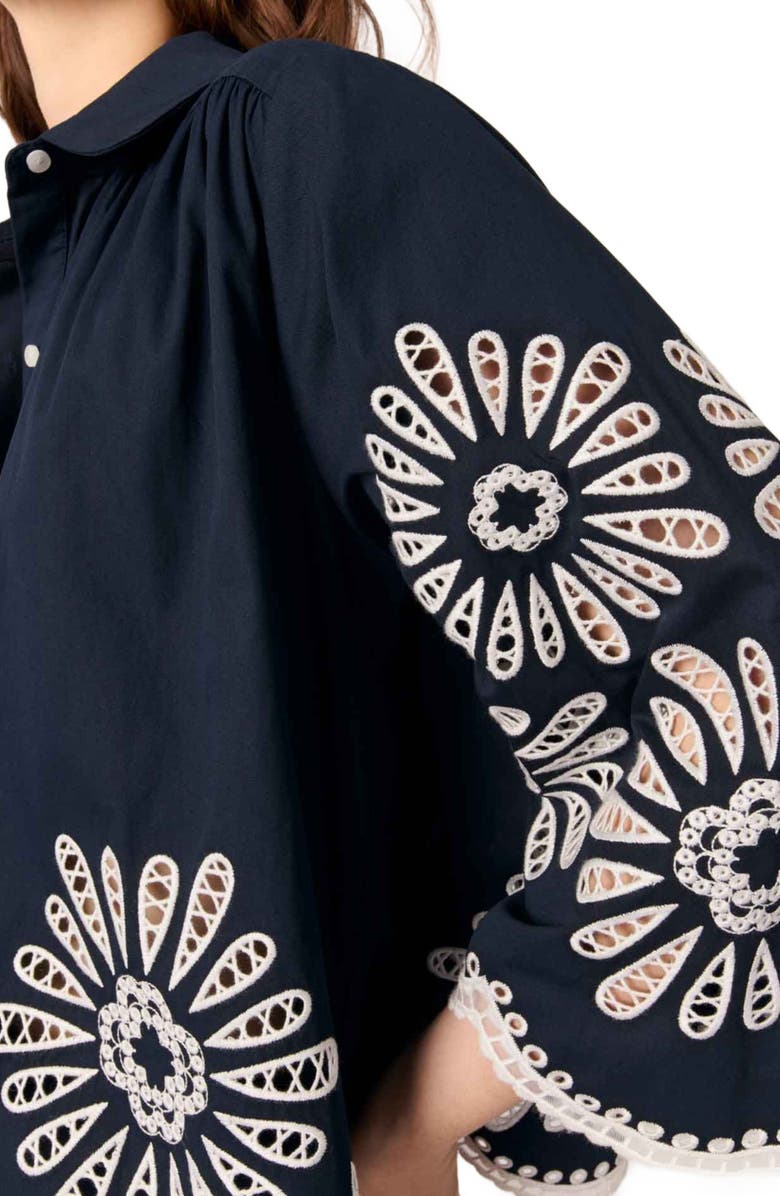 maje Cropped blouse with crochet detail, Alternate, color,