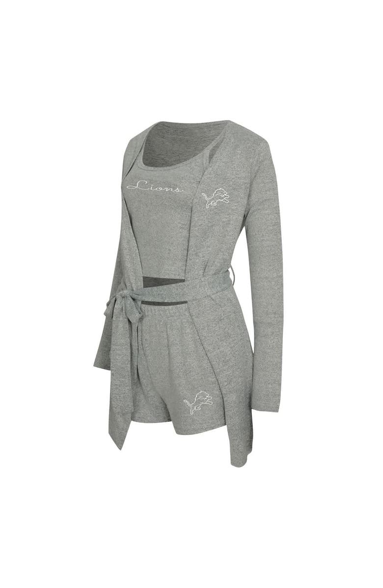 CONCEPTS SPORT Women's Concepts Sport Heather Gray Detroit Lions Rigor Tank, Short & Robe Set, Alternate, color, Heather Gray