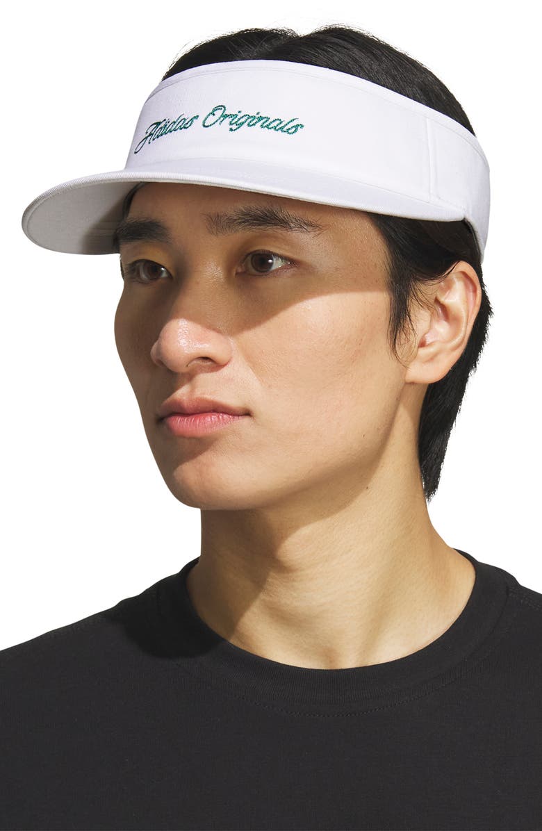 adidas Signature Logo Visor, Alternate, color, White/ Bold Green