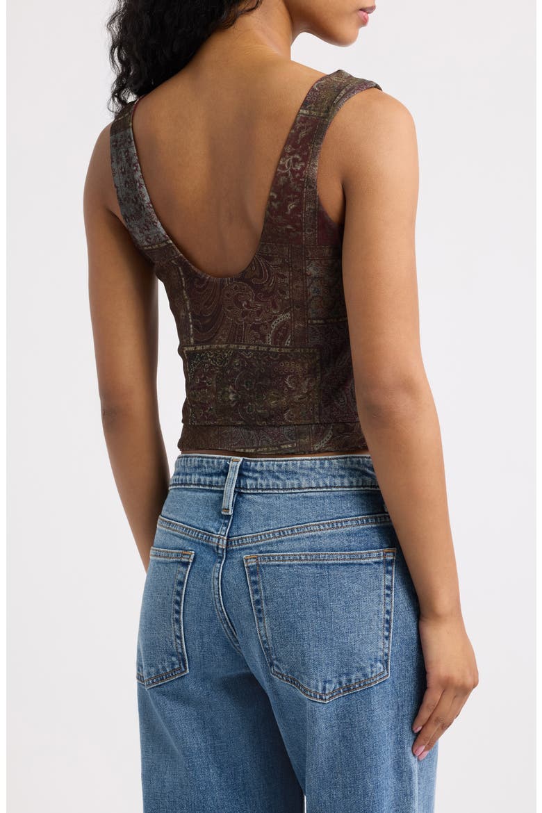 Joan Checkered Cowl Neck Corset Tank, Alternate, color, TAPESTRY