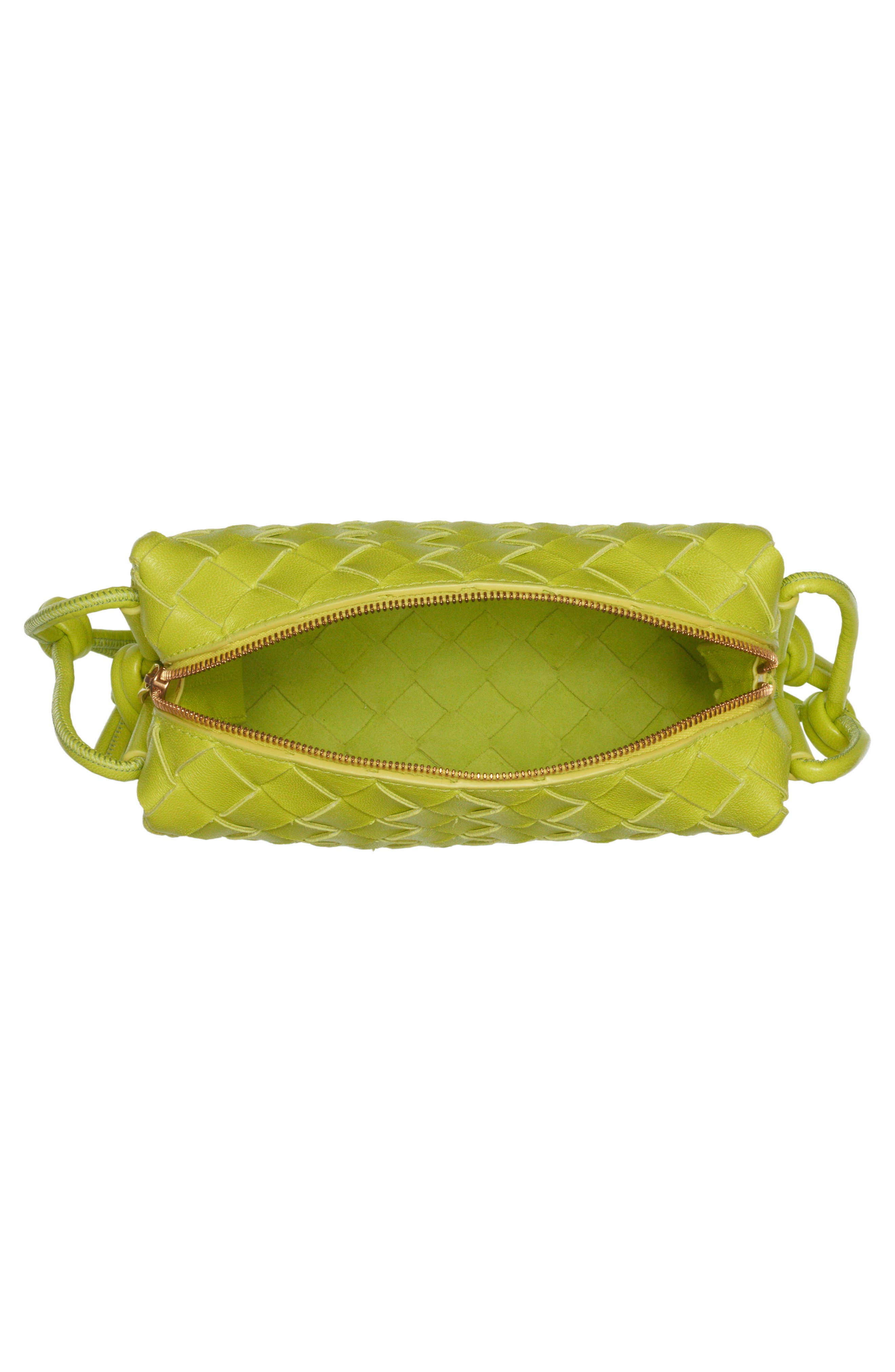 Small Intrecciato Leather Crossbody Bag, Alternate, color, ACID KIWI-GOLD