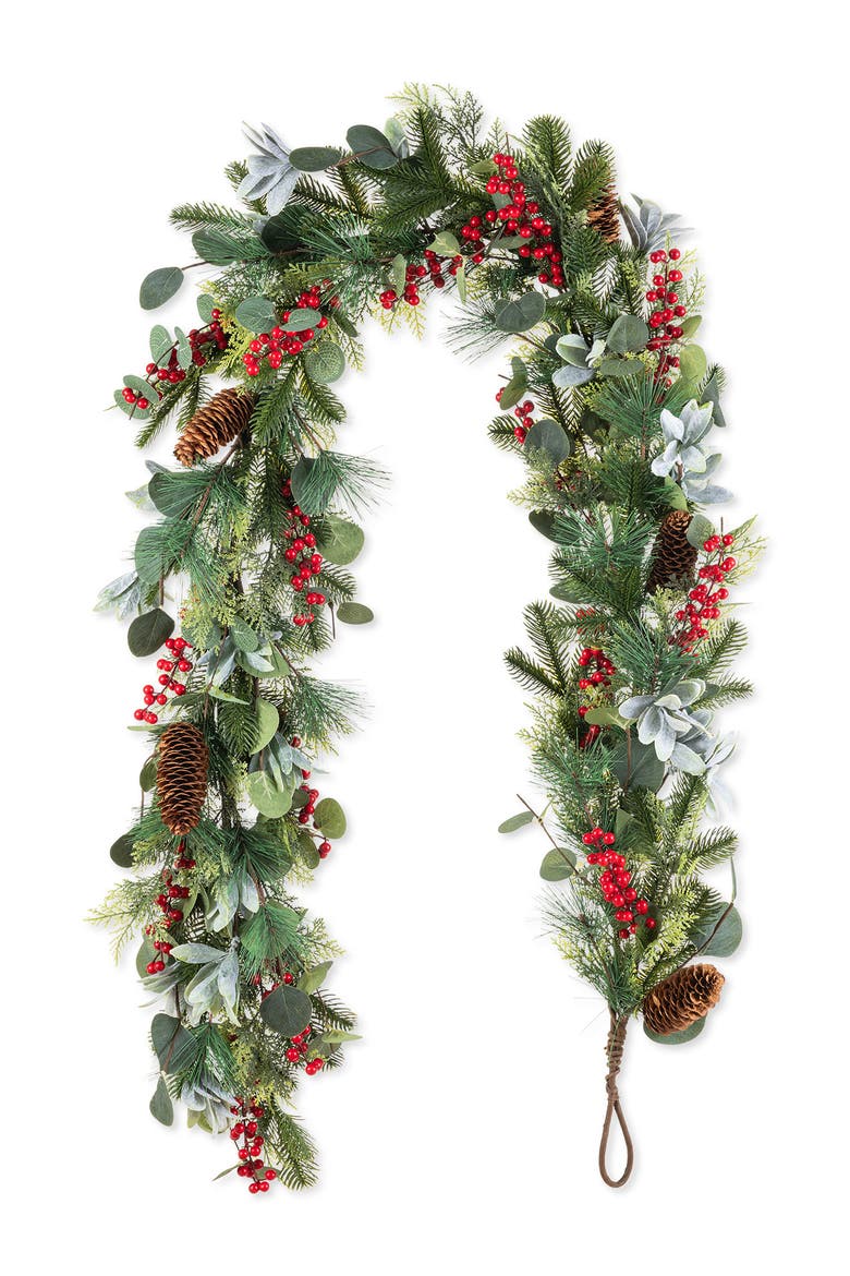 6ft Christmas Berry & Pinecone Floral Garland, Main, color, Green